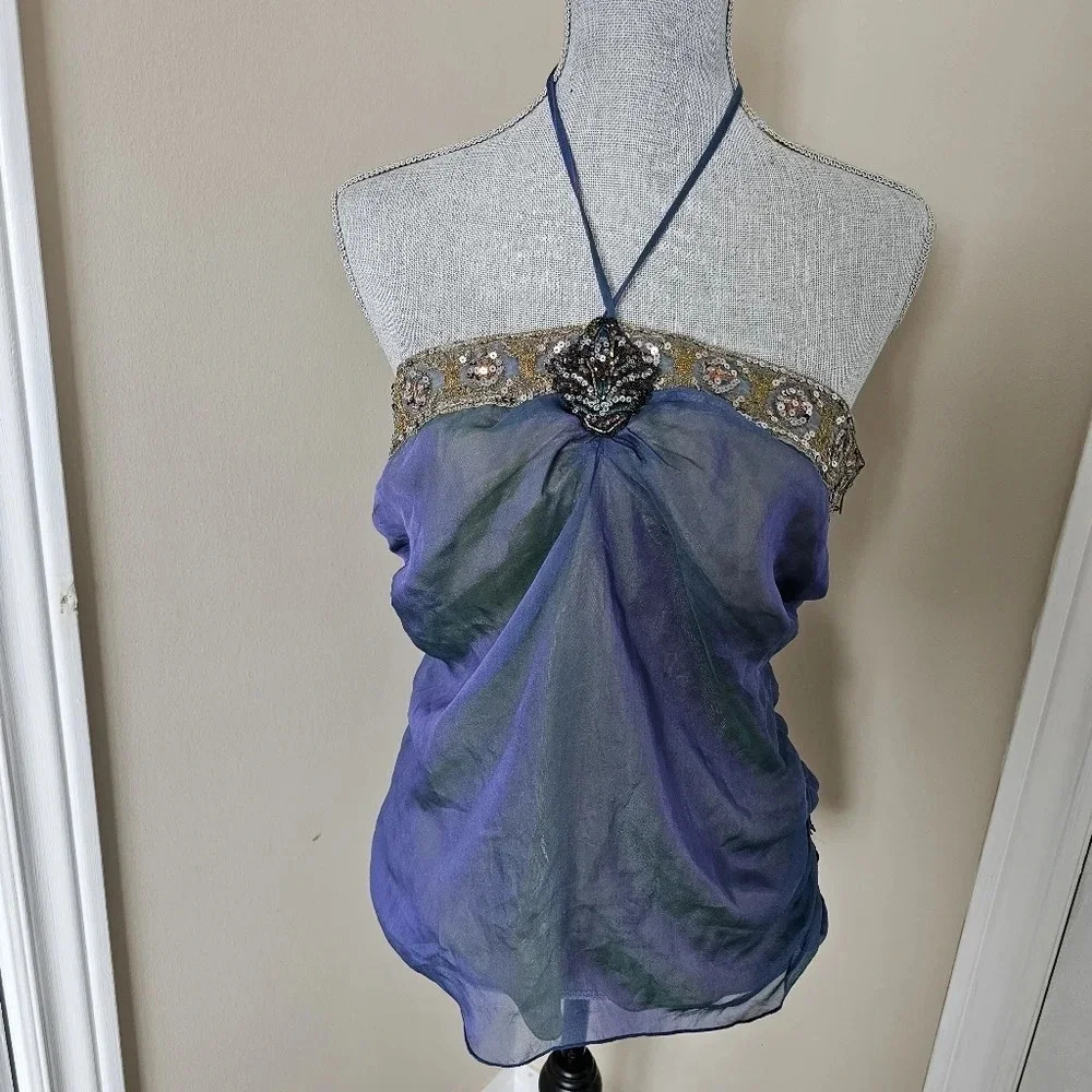 Elegant Purple Halter Blouse